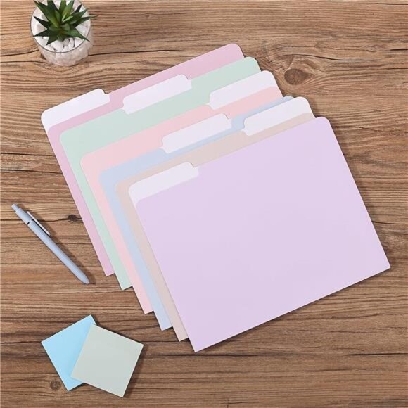 File Folders, 18 Pack, Multicolor 1/3-Cut Tab Letter Size, Durable Paper Folders - Picture 6 of 6
